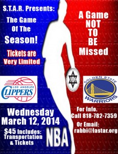 Clippers VS Warriors game March. 12, 2014 Flier