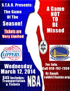 Clippers VS Warriors game March. 12, 2014 Flier